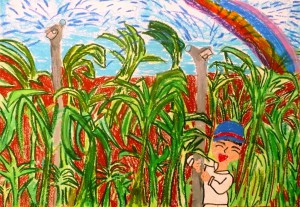 小学校中学年（３、４年生）の部最優秀賞の荒木梨聖さん（福嶺３年）の作品