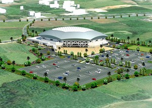 ドーム型スポーツ観光交流拠点施設の完成イメージ図（市振興開発プロジェクト局提供）